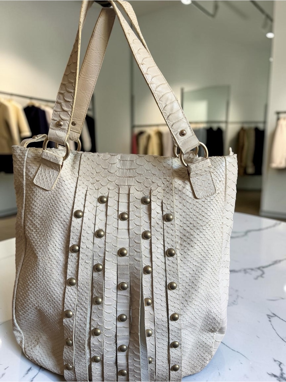 Furla Unique Rare Vintage Python Leather Tote Bag - Picture 10 of 16